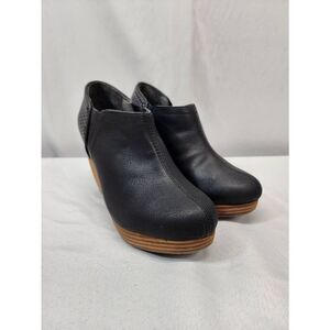 Dr. Scholl's Size 7.5 W Shoes Women's Harlow Ankle Boot Black Faux Leather Wedge